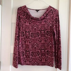 Talbots paisley draped neck long sleeve top